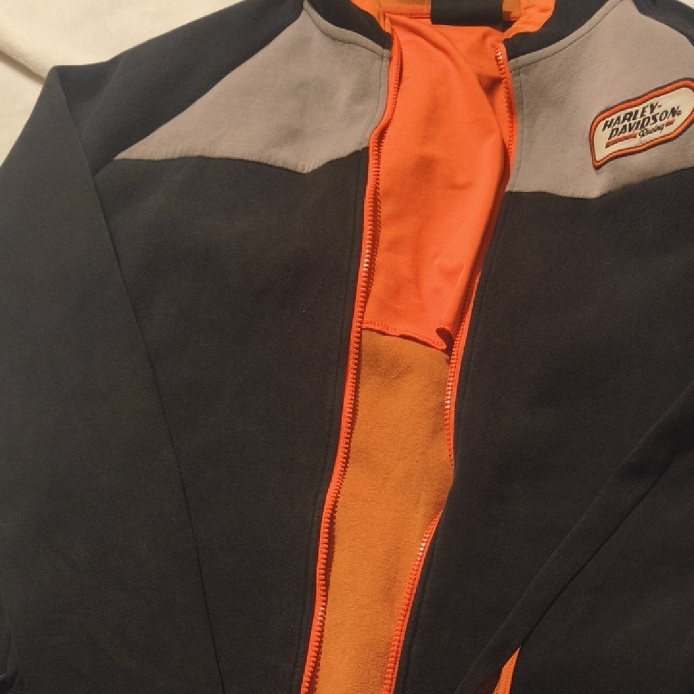 Harley-Davidson Black and Orange Zip-Up Jacket